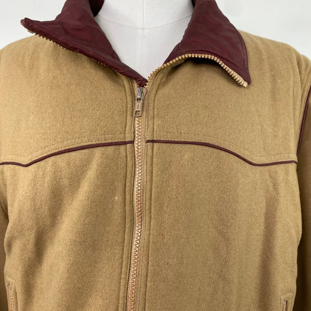 Vintage Anderson-Little Tan w/ Red Trim Coat Large Wool Blend - Picture 5 of 15